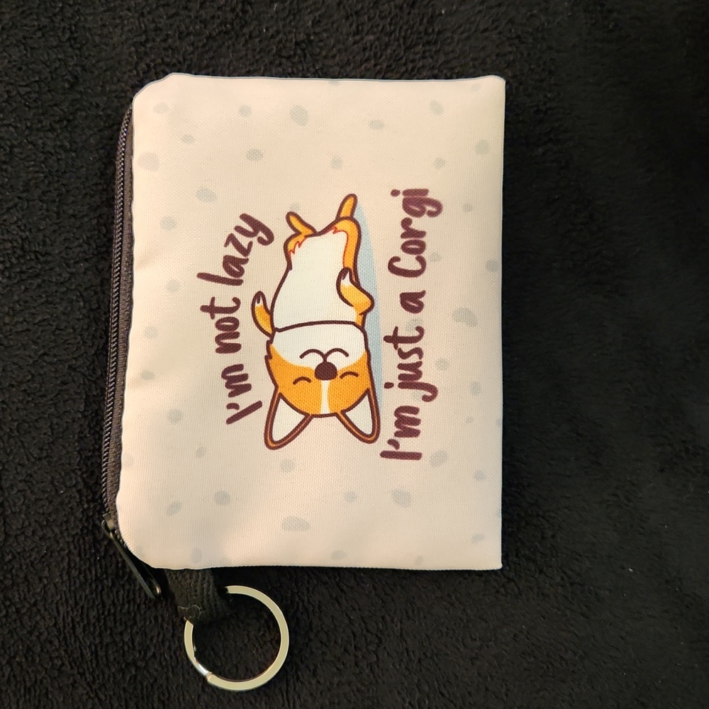 New - Change purse or coin bag- Card Holder with a Key Ring- Dog - CORGI
